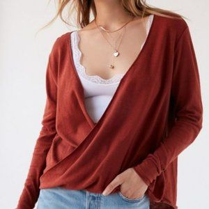 Urban Outfitters Out from Under Callie Draped Surplice Top Burnt Orange